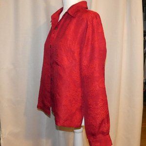 Chico’s Design Ruby Red Iridescent Shirt Jacket, Chico’s Size 1 (fits like M)